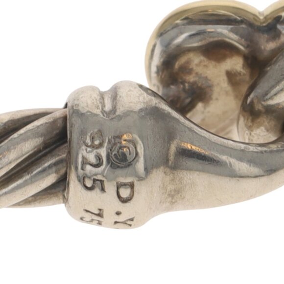 David Yurman Classic Cable Heart Bangle Bracelet 6 1/2" - Sterling 925 Gold 18k - Picture 6 of 7